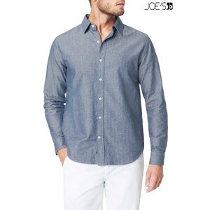 JOE'S JEANS MEN NWT PINDOT CHAMBRAY L/S REGULAR FIT LIGHT INDIGO SHIRT. SIZE XL
